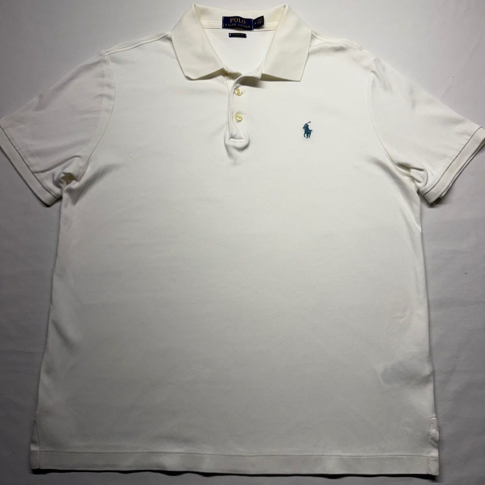 Polo Ralph Lauren Polo Shirt Classic Fit M White Mens Short Sleeve Cotton Logo